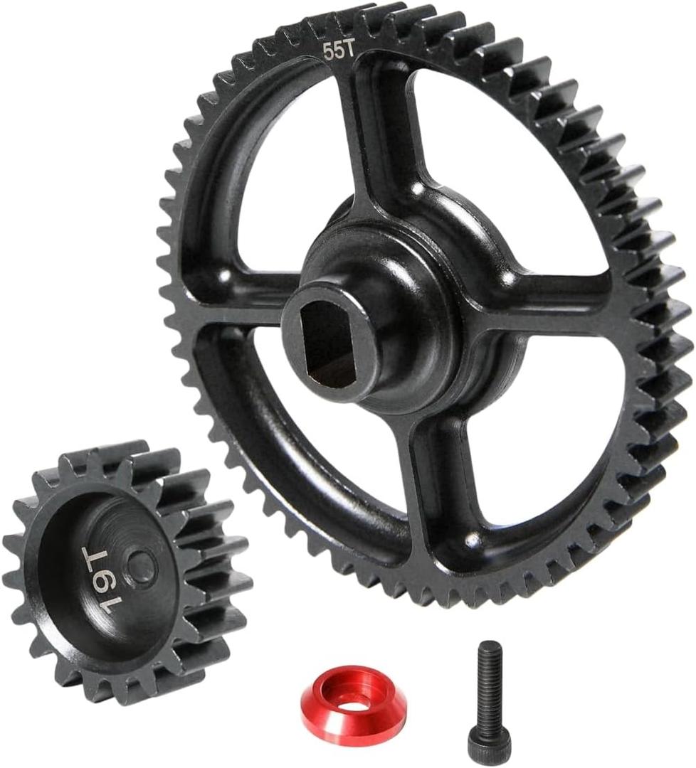 GTBRacing Steel 55T 19T Spur Gear Set for 1/5 RC Car HPI km rv Baja 5b ss 5sc Upgrade Part