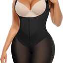 FeelinGirl Fajas Colombianas Moldeadoras Butt Lifting Shapewear Tummy Control Postpartum Faja Body Shaper with Zipper Crotch (Large, Black)