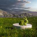 Decorative Decorations for Easter Bunny Gifts, Moss Green Flocking Sculpture, Garden Courtyard Family Gathering Celebration Decorations (Small 2PCS Standing+Sitting)