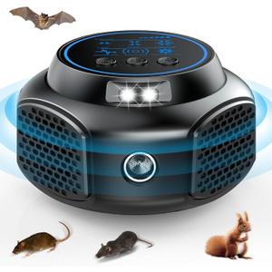 Ultrasonic Pest Repellent Plug in, Indoor Electronic Deterrent for Mouse, Rat, Squirrel, Rodent, Roach, Ant, Spider Control for Garage, Attic, Kitchen, Home (1 Pack, Black)