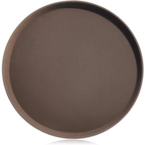 New Star Foodservice Non-Slip Tray, Plastic, Rubber Lined, Round (Brown, 18-Inch)