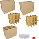 2 Sets Moving Boxes with Divider Kits,16 x 12 x 13 Inch Glassware Dish Packing Box Kitchen Moving Box Corrugate Dividers with 48 Pcs Foam Pouches,1 Pcs tape rolls with dispenser(Two Layer)