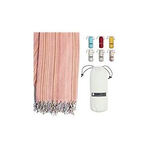BAY LAUREL Turkish Beach Towel with Travel Bag 39 x 71 Quick Dry Sand Free Lightweight Large Oversized Towels Light