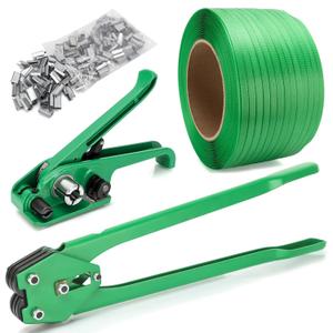 Banding Strapping Kit, Pallet Strapping Kit Include Poly Strapping Tensioner Tool, Banding Sealer Tool, 200 Metal Seals, 3200' x 1/2" (L x W) Packaging Strapping Banding for Packing Strapping