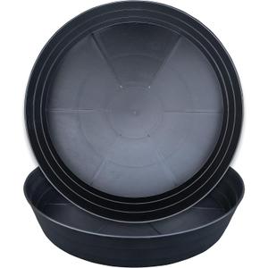 20 Inch Extra Large Plant Saucers, Extra-Deep 3.7 in Black Drip Trays for Flower Pot, Heavy Duty Drainage Tray Indoors No Holes, 2 Pack Plastic Planter Plate Water Catcher for Pots Base 16 17 18 in