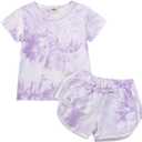 Toddler Baby Girl Summer Outfits Short Sleeve T-Shirt and Shorts 2Pcs Clothes Set for Girls (Purple)