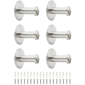 Pack Of 2 Ulifestar 6 PCS Bathroom Towel Hook Robe Hook Holder, Wall Mount Heavy Duty Stainless Steel Round Wall Hooks Coat Hanger Decorative Hook for Bedroom Hotel Toilet Kitchen Office Garage Pool Silver