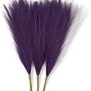 Acfruits Faux Pampas Grass, Artificial Pampas Grass Fluffy 3 Pcs Dark Purple Pompous Grass Flower Arrangement and Vase Filler for Boho Home Wedding Decoration