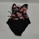 B2prity Tankini Swimsuits for Women Tummy Control Two Piece Bathing Suit High Waisted Wrap Swim Suit with Bottom Swimwear (Small, Light Pink Floral, Black)