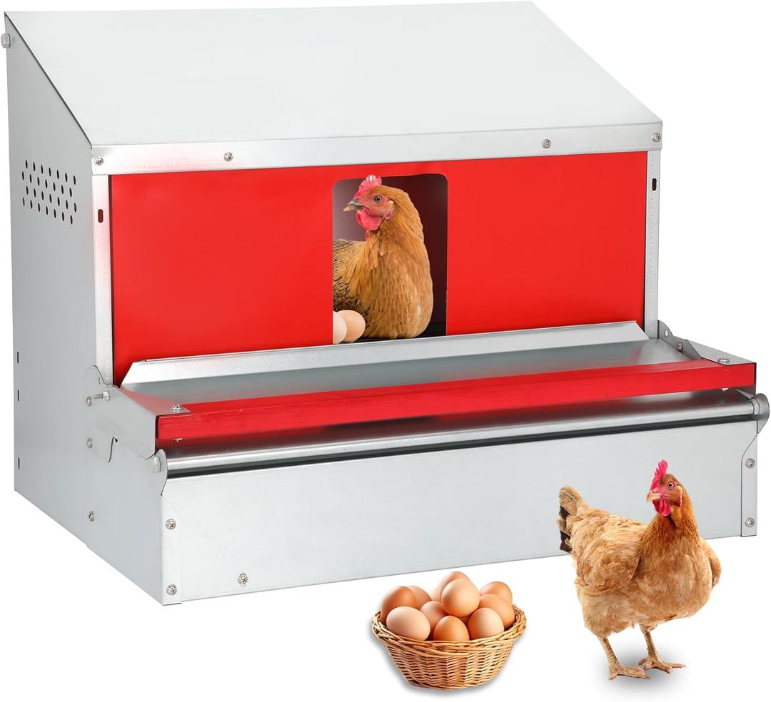 Redants Chicken Nesting Box, Metal Chicken Laying Box with Roll Away Egg Collection, Reversible Wall Mountable Chicken Coop Nesting Boxes for Hens, Ducks, Waterproof, 24"19.5"20", Up to 20+ Hens