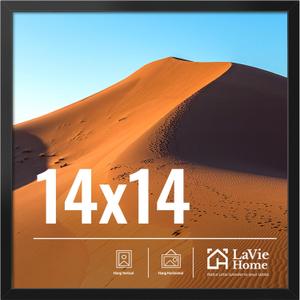 LaVie Home 14x14 Picture Frame for Wall Display, 14x14 Black Picture Frame with HD Plexiglas, 14 x 14 Square Frame 1 Pack, Display Frame for Vertical or Horizontal, Classic Collection