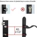 Flat Slot Storm Door Mortise Lock Body Fits Older Storm Door Handle Replacement Parts, 5/16" Square Spindle Hub, 2-1/2" Handle PZ, 7/8" Backset, 7" Faceplate H.C., Handle Not Included, Black