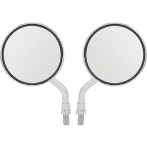 Motorcycle Rear View Mirror, 1 Pair Universal Motorcycle 3.4 Inch Side Mirror Wide Vision Motorcycle Handlebar Round Mirror 8mm 10mm Thread(Silver)