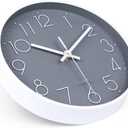 jomparis 10 Inch Gray Wall Clock Battery Operated Silent & Non-Ticking Wall Clock for Home, Bathroom, Bedroom, Kitchen
