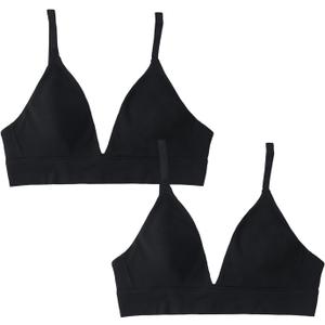 Women's Bras Core Triangle Bralette 2-Pack  (X-Large, Black / Black)