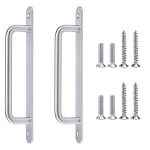 Chinflly 2 PCS Pull Push Door Handle,Metal Commercial Door Handle Door Pulls,Stainless Steel Heavy Duty Barn Door Pulls with Mounting Screws (Silver,192x19mm/7.5x0.75 Inch)