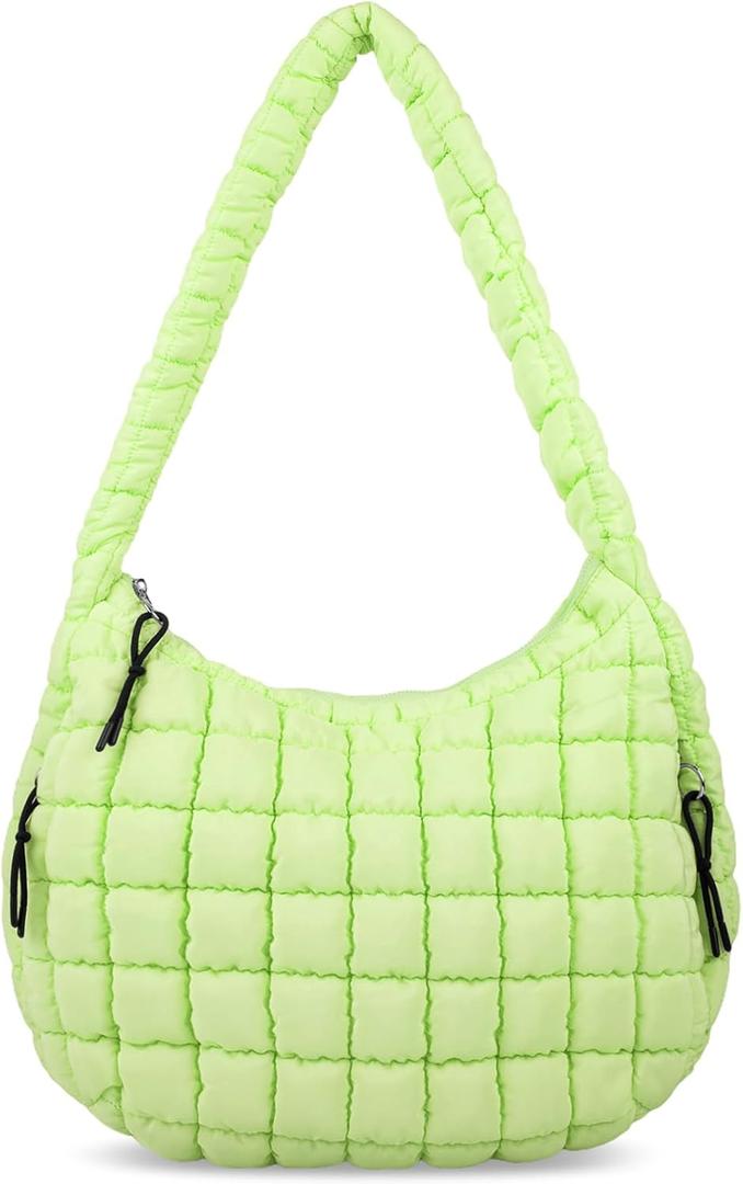 izuzta Quilted Puffer Tote Bag for Women Large Crossbody Bag Lightweight Nylon Puffy Quilted Carryall Hobo Puff Shoulder Bag
