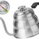 Tea Kettle with Thermometer Pot Black Stovetop Tea Kettle 28 oz 800ml Gooseneck Kettle Teapot Pour Over Coffee Kettle with Thermometer,28oz,Silver,1Pack (0.9 Quarts)