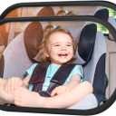 Baby Car Mirror, Safety Car Seat Mirror for Rear Facing Infant, Clear Wide View, 360Rotation, Easily Observe the Baby Move, Secure, Shatterproof, Crash Tested and Certified (2-Pack)