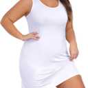 VintageClothing Womens Plus Size Tank Top Dress Soft Slip Under Dress Wide Straps Lingerie Nightgown (White, XXL)