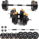 Phoenix Fitness Dumbbells Weight Set, Adjustable 2 in 1 Barbell Set for Exercise, Muscle and Strength Training