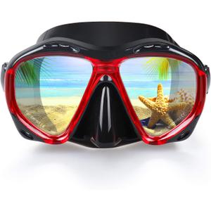 Snorkel Diving Mask Panoramic HD Swim Mask, Anti-Fog Scuba Diving Goggles, Tempered Glass Dive Mask Adult Youth Swim Goggles with Nose Cover for Diving, Snorkeling, Swimming