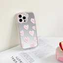 NITITOP Compatible with iPhone 13 Pro Case Cute Glossy Mirror Love Heart Pattern for Women Girls Pink Frame Design Shockproof Silver Protective Phone Cover - Pink Heart