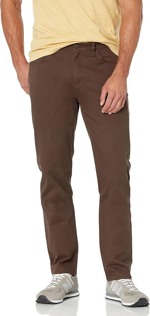 Amazon Essentials Men's Chinos, Athletic Fit, Work Pants, 5-Pocket, Comfort Stretch (40W x 28L, Brown)