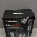 Mueller Multistick 5-in-1 Immersion Blender Handheld, 12 Speed Hand Mixer - Turbo Boost, Heaviest Duty Copper Motor, Titanium Blades Hand Blender, Milk Frother Wand, Whisk, Beaker, Chopper, Grey (Gray)