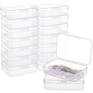 BENECREAT 16 Pack Rectangle Clear Plastic Bead Storage Containers Box Case with lid for Earplugs PillsTiny Bead Jewerlry Findings - 2.9x1.92x0.78 Inches