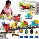 Electric Train Set for Toddlers with Sound & Lights, Magnetic Connection Train Toys with Tracks & Road Signs, Christmas Birthday Gift for 3 4 5 6 Year Old Boys Girls