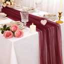 Snowkingdom Burgundy Red Valentine's Day Table Runner, 10 FT Sheer Gauze Tulle Cheesecloth Fabric, Boho Elegant Table Decoration for Home Party Wedding Birthday Baby Shower Christmas Holiday New Years