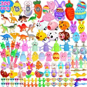 U-Goforst 200PCS Easter Egg Fillers, Easter Basket Stuffers Easter Egg Stuffers for Kids Boys Girls Small Toys Pack Bulk Filled Egg Hunt Gift Goodie Bags Party Favors Classroom Prizes Treasure Box