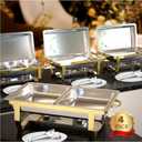YLGJ&TIDY Chafing Dishes for Buffet set of 4 Food Warmers for Parties, Buffet Servers and Warmers,Semi Gold Chafing Dish Buffet Set, Elegant Catering Supplies Buffet Display Set (7PANS)
