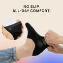 ONDO Organic No Show Cotton Socks Invisible, Non-Slip, Soft Comfortable Toe Men & Women 4-Pack (Black, Large)