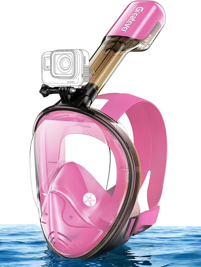 Greatever Full Face Snorkel Mask, Snorkeling Gear for Adults with Latest Dry Top Breathing System and Detachable Camera Mount, Foldable Snorkel Mask Adult, Snorkels Anti-Fog & Anti-Leak