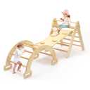 CoziBB Pikler Triangle Set, 5 in 1 Wooden Montessori Climbing Toys Baby Indoor Playground Gym, Foldable Indoor Climbing Toys with Ramp, Arch Climber, Baby Climbing Toys for Toddlers 1-3 Inside