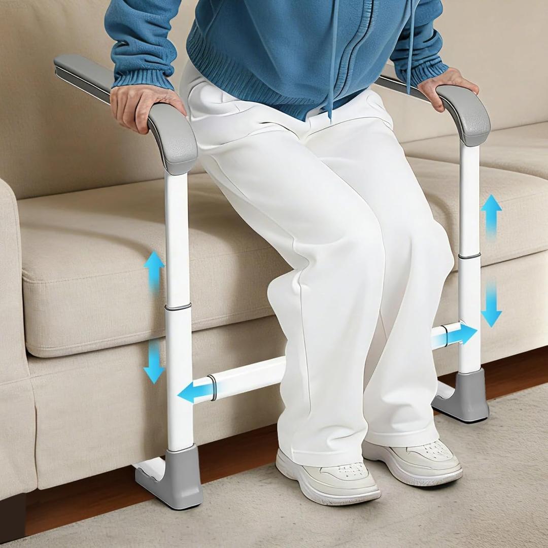Couch Stand Assist Aid for Elderly, Height&Width Adjustable Sofa Lift Assist Devices for Seniors Sit to Stand, Non-Slip Toilet Safety Rails, Standing Support Aids with Steel Tubes,350 lbs