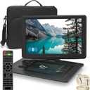 18" Portable DVD Player with Bluetooth Headset,15.6" HD Swivel Screen with Extra Carrying Bag,Support AV-in/Out and Multiple Disc Formats,High Volume Speaker,Black,[Not Support Blu-Ray]