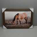 Horse Wall Art Decor Bedroom: Wild Animal Wood Framed Picture Brown Horse on Grassland Print Artwork Vintage Wildlife Painting for Farmhouse Living Room Kitchen