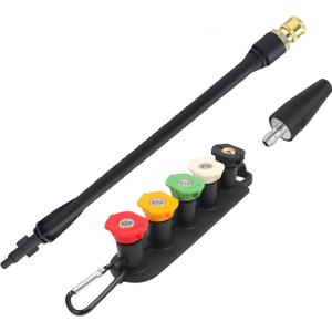 Pressure Washer Replacement Spray Wand with Turbo Nozzle and 5 Spray Tips and Belt Clip Nozzle Holder, Compatible with Lavor, B&S, Earthwise, Homdox Pressure Washers