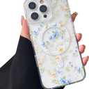 ZTOFERA for iPhone 16 Pro Max Magnetic Case Compatible with Magsafe,Aesthetic Floral Pattern Design Cute for Girl Women,Anti-Drop Protective Hard Phone Cover for iPhone 16 Pro Max-Blue Flower