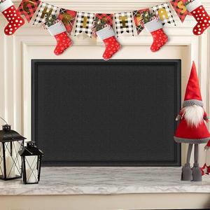 CADARA Fireplace Blocker Blanket Stops Heat Loss, Magnetic Fireplace Draft Stopper, Indoor Fire Place Draft Cover with Hook and Loop Tapes, Cold Air Blocker Save Energy, Black 36" W x 28" H