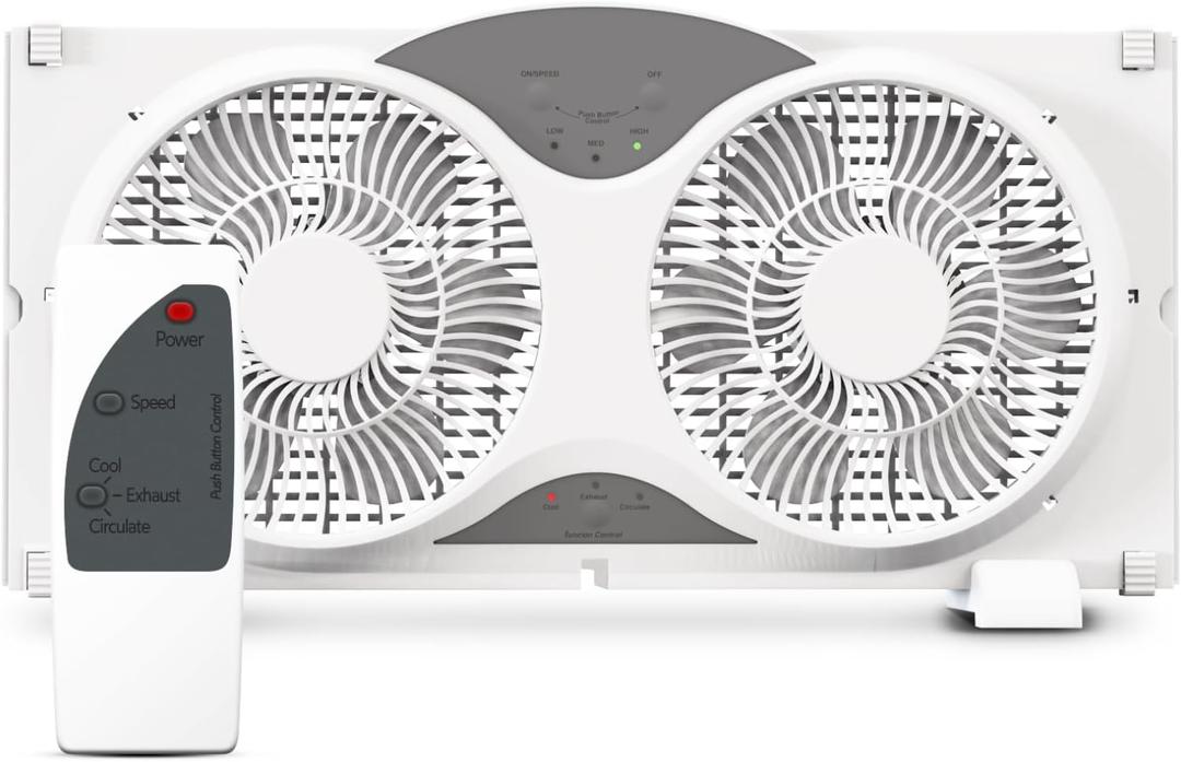Craig Dual Window Fan with Reversible Airflow - Perfect Window Fans for Home Bedroom, Exhaust & Intake Options, Remote Controlled