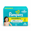 Pampers Swaddlers Diapers, Size 4 (15-34 lbs), 66 Count, Absorbent, Keeps Baby Dry and Comfortable, Skin Safe Disposable Baby Diaper 