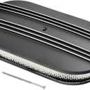 15" Black Aluminum Air Cleaner Assembly Kit Alloy Oval Partial Half Finned with Element
