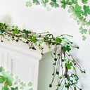 1 Pcs St Patricks Day Garland 5ft, Shamrock Garland, St Patrick's Day with Green Light, St. Patrick's Day Decorations Saint Patricks Irish Decor for Table Mantle Indoor Home