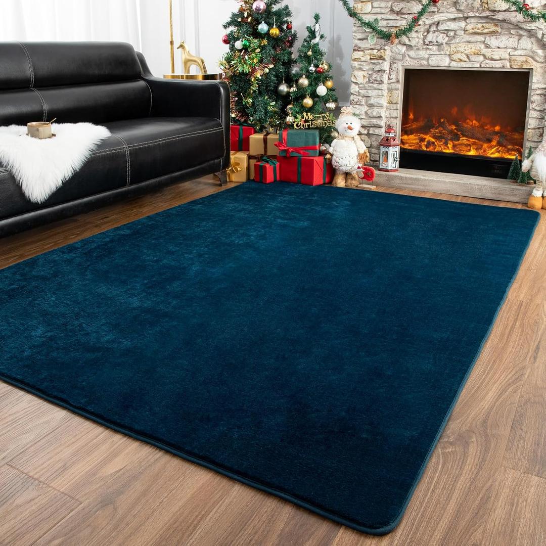Przemy Washable Area Rug for Living Room Bedroom, 5x7 Feet Navy Blue Memory Foam Rug, Super Soft Modern Indoor Carpet for Kids Room Boys Girls Dorm Bedside Nursery Decor Mat