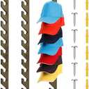 BBTO 3 Pack Wooden Hat Rack for Baseball Cap Wall Mount Hat Racks 30 Slot Vertical Baseball Cap Display Holder with 10 Hooks Organizer Wood Hanger for Door Entry Room Bedroom (Gray)