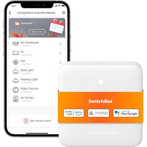 SwitchBot Hub Mini Matter, Intelligent IR Blaster Hub, Compatible with Alexa/Google Home/Apple Home, Controls Air Conditioning, IR Devices via App or Voice, Connects SwitchBot Devices, Only 2.4GHz WiFi
